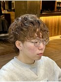 ブラウンカラー襟足ありシャドウパーマ
