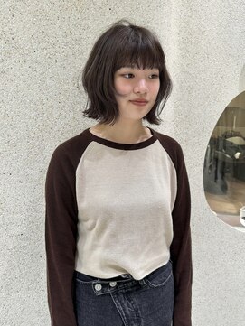 マイル 渋谷(mile) オリーブブラウン×ニュアンスボブ