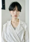 黒髪マッシュ/センターパート/アッシュカラー/30代40代50代