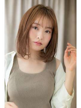 カバーヘア ブリス 志木南口駅前店(COVER HAIR bliss) シースルーバング透明感カラーオレンジベージュY志木20代30代