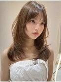 韓国ヘアレイヤーカットブリーチ無しグレージュ髪質改善　　