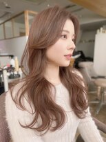 バイオレット 栄店(Violet)&nbsp;小顔ロングレイヤーカットマロンベージュワンレンウェーブ巻き髪