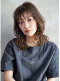 【GEEKS渋谷】顔周りレイヤー/オリーブベージュ/ロングウルフ/艶