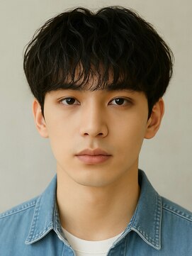 にもう ブルーブラック 韓国マッシュ フェザーパーマ　ST40