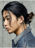 大分メンズパーマミディアムロングマンバンヘアスパイラルパーマ