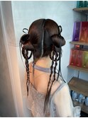 【ツインカチモリ】結婚式銀座お団子カチモリタイトヘアセット