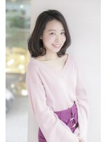 ルルディ バイ アフロディーテ銀座(luludi by APHRODITE)&nbsp;ミディアム/デザインカラー/シルキーベージュ/斜めバング/銀座