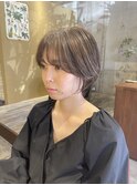 細束ナチュラルハイライトオリーブベージュ似合わせショート