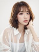 20代30代大人かわいい/斜めバング/シルキーベージュ/前髪/くびれ