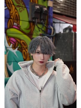 ポプルス(popls) "メンズアイドル風"波巻きシルバーマッシュウルフ