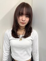 レイヤーカットピンクブラウン