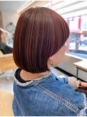 本八幡×マッシュショート×暖色カラー×赤