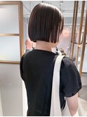 "久保田"切りっぱなしミニボブ前下がりナチュラルブラウン