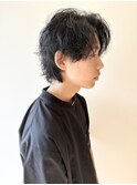 センターパート/メンズウルフ/ニュアンスパーマ