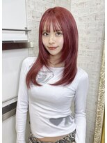 マティス 表参道(matiz) ブリーチ1回で作るチェリーレッド/ぱっつん前髪レイヤーカット