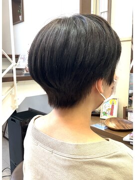 コアフィールフィス(COIFFURE fils) マッシュショート　黒髪ベリーショートナチュラルブラウン
