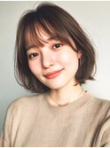 20代30代40代★前髪ありピンクベージュ大人可愛い外ハネボブ*