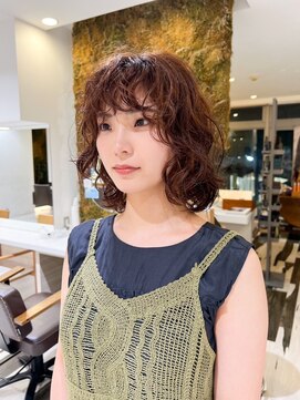 ビファインクーアヴェダ(Be fine coo AVEDA) ミディアムボブ ニュアンスパーマ フレンチカジュアル大人可愛い