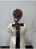 華やか編み込みポニーテールアレンジ