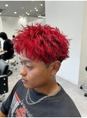 スパイキーショートブリーチブロンドレッド赤髪刈り上げツーブロ