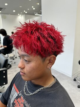 オーシャントーキョー 仙台(OCEAN TOKYO) スパイキーショートブリーチブロンドレッド赤髪刈り上げツーブロ
