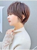 小顔ヘアふんわりショート簡単スタイリングブリーチなしカラー