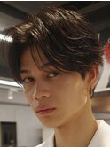 シースルーセンターパートフェザーパーマ髪質改善メンズ縮毛矯正