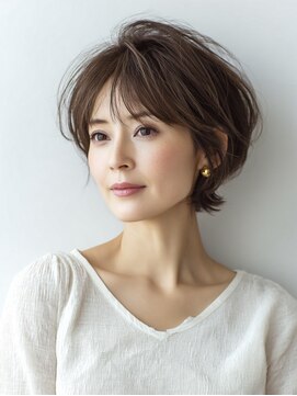 ハーツ 青山表参道店(Heart's) 白髪ぼかし脱白髪染め似合わせショートボブ40代50代60代