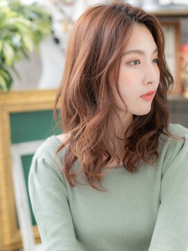 カバーヘア イヴ 戸頭店(COVER HAIR EVE) くせ毛風セミディ…グラマラスかきあげ前髪a戸頭20代30代40代