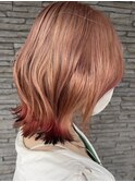 狐カラーダブルカラーコーラルピンクベージュデザインカラー