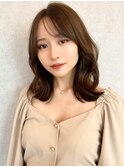 オリーブグレー×小顔[ココアベージュ/黒髪/くらげヘアー]