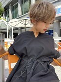 ハンサムマッシュショート透け感グレーアッシュホワイトカラー