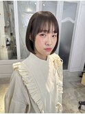 顔まわりレイヤーのシンプルミニボブ/小顔レイヤー/韓国ボブ