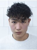 ハイライトマッシュパーマウルフアッシュブラック