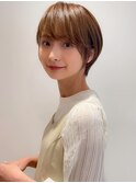 横顔美髪マッシュ切りっぱなしボブエアリーロングピンクブラウン