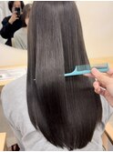 髪質改善酸熱ストレート顔周りカット韓国ヘアシアーグレージュ