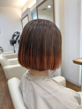 パステルアトリエドゥ(PASTEL ATELIER DEUX) 裾カラー ブラウン×ピンクオレンジ