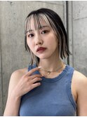 インナーカラーボブハイトーンベージュナチュラルボブ長め30代