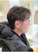 センターパートフェザーパーマメンズ目黒