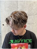 ブラウン金メッシュ10代20代シャドウパーマメンズハイライト韓国