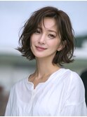 ☆ホワイトグレージュミニウルフデジタルパーマチェリーブラウン