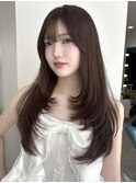 韓国ヘア/レイヤーカット/前髪/顔まわり/チョコレート/ブラウン