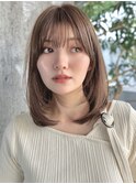 ワンカールレイヤーカット/ミディアムロングヘア/30代40代50代