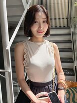 オブ ヘアー 自由が丘 ウエスト(Of HAIR WEST)&nbsp;オリーブベージュ　韓国風ボブ　ミディアムレイヤー