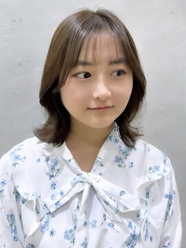 ロンドプランタン 恵比寿(Lond Printemps) のばしかけボブのくびれヘア くびれミディアムベージュヘア