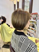 ヘアアーク(HAIR arc) ショートボブ#ひし形#ルフレカラーペリドット#オリーブ#かわいい