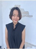 大人かわいい耳掛けハンサムひし形束感ショート☆黒髪暗髪