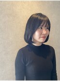 ボブ　内巻きボブ　ワンカールボブ　黒髪ボブ