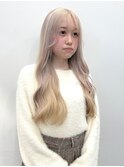 透明感顔周りレイヤーミルクティーベージュグレージュ暗めカラー