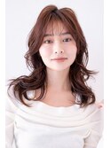 チョコグレージュ/20代30代大人かわいい/ミディアムレイヤー